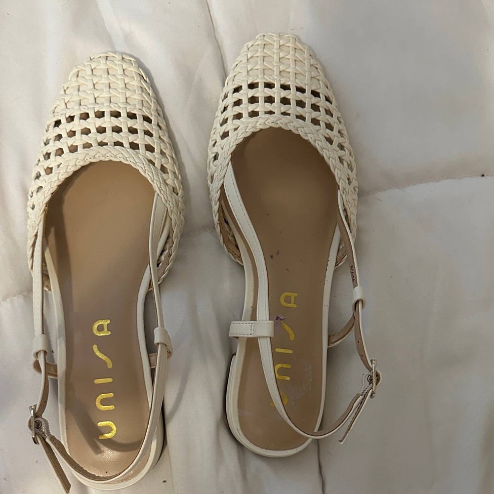 Unisa Women's Cream Woven Espadrille Slingbacks